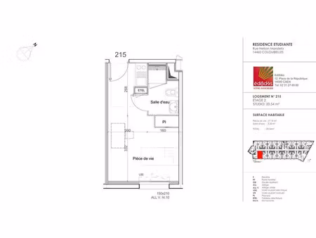 location appartement 1 pièce 20 m² à colombelles (14460)
