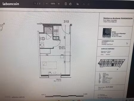 appartement 1 pièce 20 m²