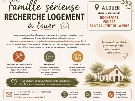 famille sérieuse recherche logement à louer