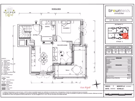 location t4 duplex pièce(s) - 86.01m² - le blanc mesnil