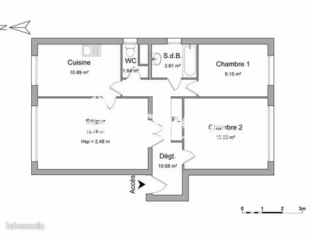 appartement 3 pièces 70 m²