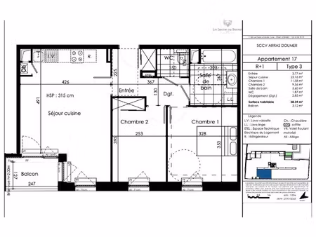 appartement arras m² t-3 à vendre  283 000 €