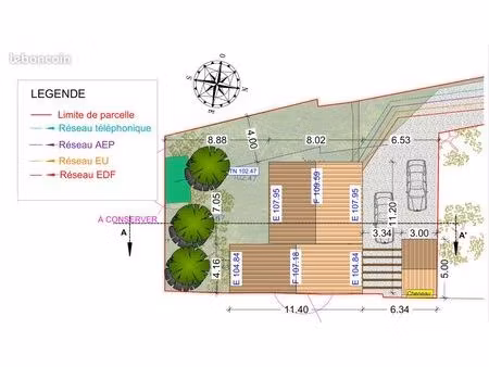 terrain de 465m² à vendre pc obtenu pour 116m² habitables