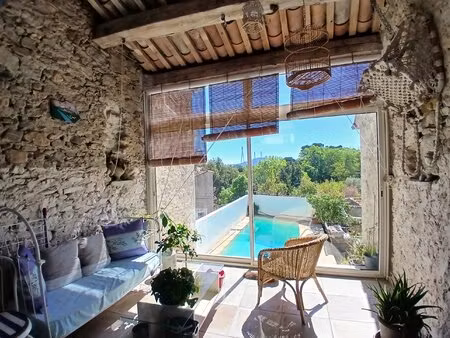 la redorte - grande maison de village  restaurée avec goût  avec terrasses et piscine
