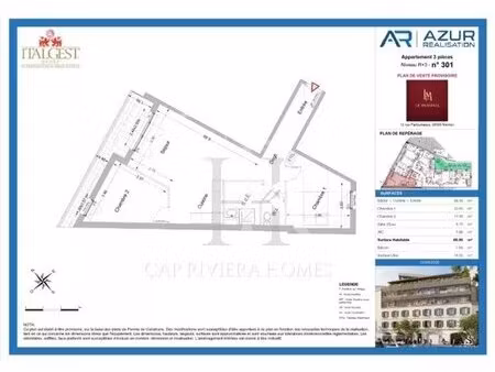 achat appartement 3 pièces 66m² menton 06500