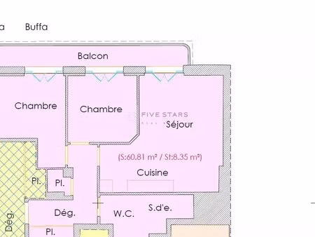 location appartement 3 pièces 60m² nice 06000