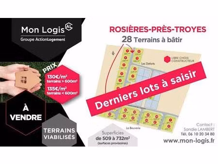 terrain constructible viabilisé à vendre