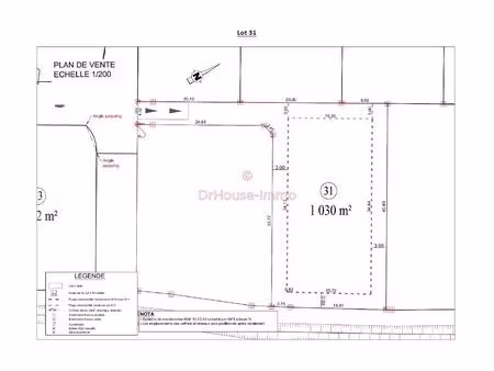 terrain constructible 1029m² viabilisé brens