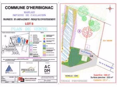 vente terrain à herbignac (44410) : à vendre / 397m² herbignac