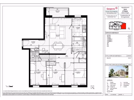 appartement bagnolet 4 pièce(s) 82 52 m2