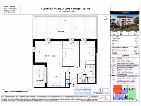 location appartement 3 pièces 63 m² à villenave-d’ornon (33140)