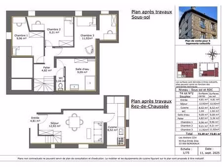 appartement 4 pièces 3ch entièrement rénové