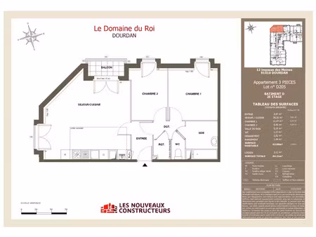 location appartement 3 pièces 62 m² à dourdan (91410)  955 €