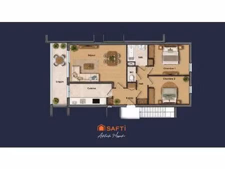 archet  3 pièces avec terrasse plein sud dans résidence avec piscine