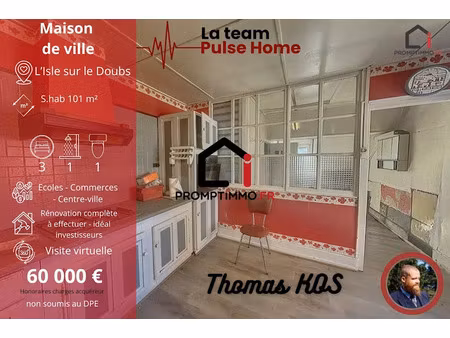 vente maison 4 pièces 110 m² à l'isle-sur-le-doubs (25250)  60 000 €
