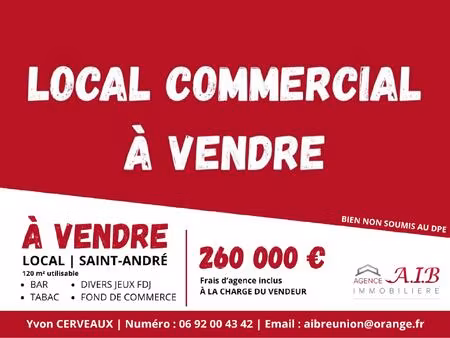 achat local professionnel 120m² st andre 97440