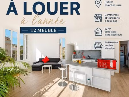 t2 meublé 62 m² hyères gare - disponible 01/07