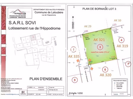 vente terrain 575 m² laloubère (65310)