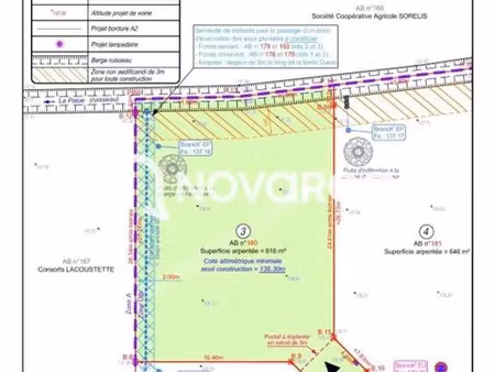 vente terrain 616 m² aussevielle (64230)
