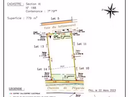 vente terrain 657 m² soumoulou (64420)
