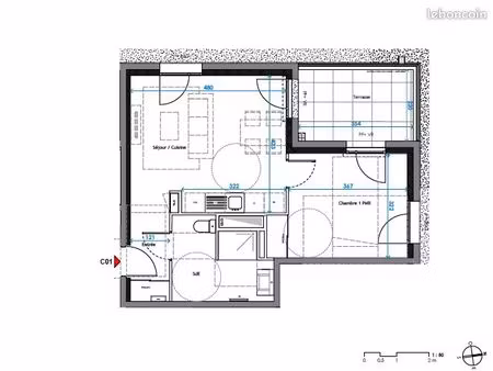 superbe t2 avec terrasse – lumineux & fonctionne