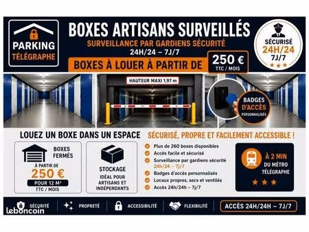 box fermé sécurisé pour artisan – paris 20e