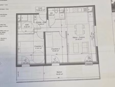 appartement 3 pièces 59 m²
