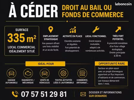 ◊ à céder – droit au bail ou fonds de commerce ◊