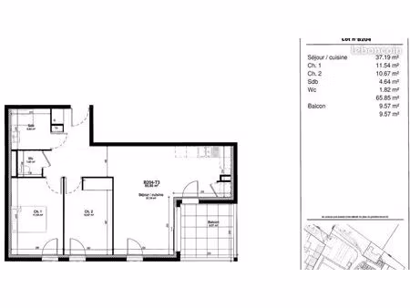 vente appartement 65m2