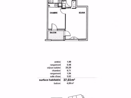appartement 2 pièces 37 m²