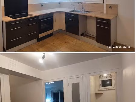 maison mitoyenne rénové  cuisine semi équipée + jardin + garage + clim