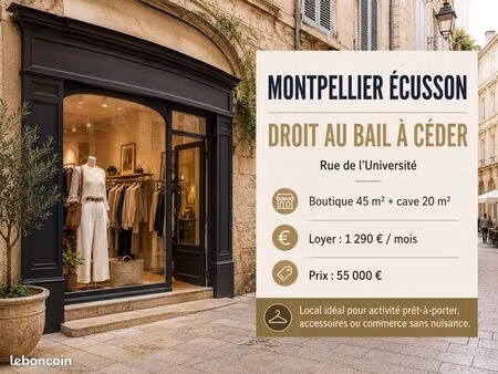 droit au bail à céder montpellier écusson boutique rue de l’université