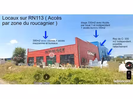 direct propriétaire / entrepot en za 330 m2 + bureau wc