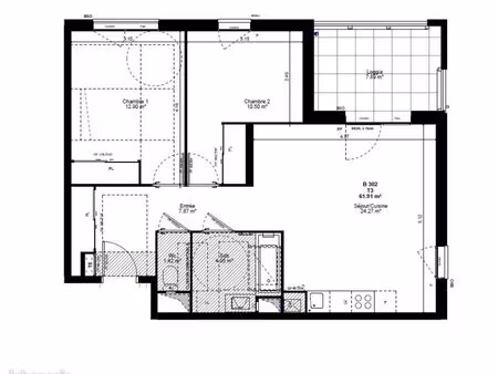 appartement 3 pièces 61 m²
