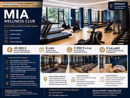 fonds de commerce  salle de sport 176 m² bordeaux