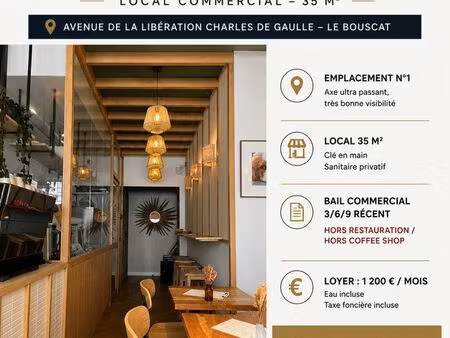 ◊ emplacement n°1 – droit au bail – local commercial 35 m² – le bouscat ◊