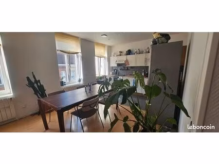 à louer – appartement f3 de 76m² – 2 chambres en enfilade – wattrelos centre