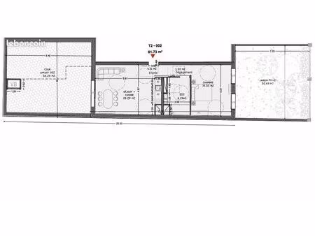 appartement 2 pièces 61 m²