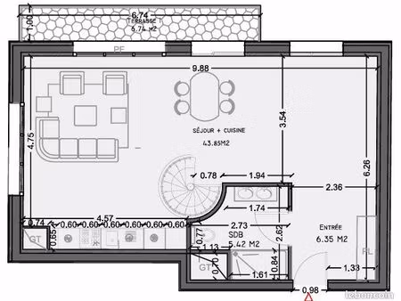 appartement 4 pièces 106 m²