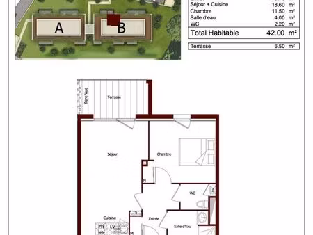 appartement 2 pièces 42 m²