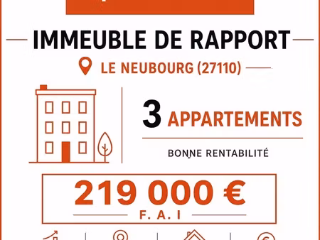 exclusivité optimhome immeuble de rapport – 3 appartements – le neubourg centre