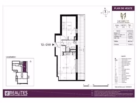 appartement récent * 2 pièces * 44 m² * 44300 nantes * 563 * 47 * 610
