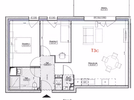 location appartement 3 pièces 60m² ifs 14123