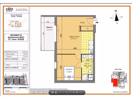 location appartement 2 pièces 40m² tours 37100