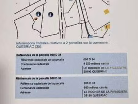 vente terrain à québriac (35190) : à vendre / 5900m² québriac