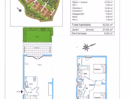 a louer maison t3 avec jardinet dans résidence cloturée à proximité de la plage et de la g