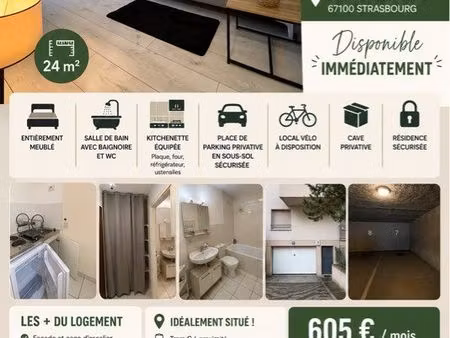 studio meublé avec parking sous-sol
