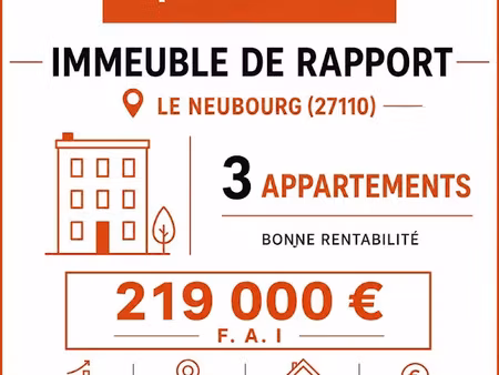 vente immeuble 6 pièces 81 m² à le neubourg (27110)  219 000 €
