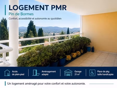 appartement à vendre 2 pièces bormes les mimosas (83)  plain pied  pmr  vue dégagée  pkg +