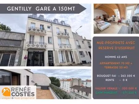vente en nue propriété - h62 ans - gentilly (94250)